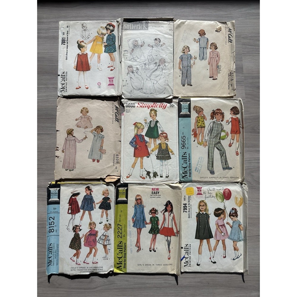 Lot Of 9 Vintage Girls Sewing Patterns 1950s McCall, Simplicity, Butterick